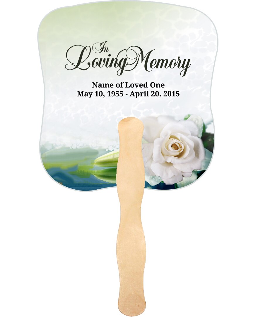 Divine Cardstock Memorial Fan With Wooden Handle (Pack of 10).
