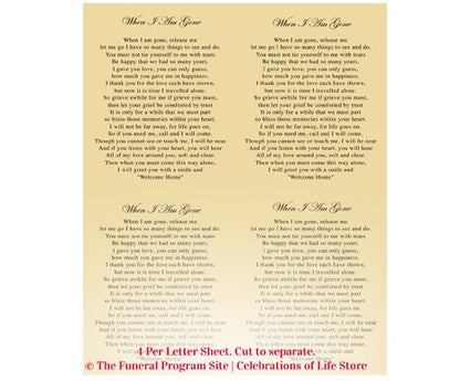 Cornfield Small Memorial Card Template.