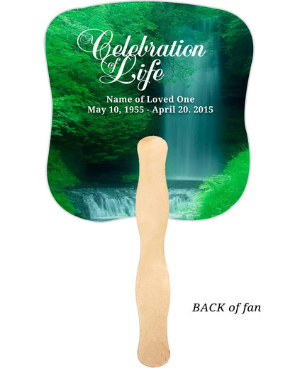 Cascade Cardstock Memorial Fan With Wooden Handle (Pack of 10).