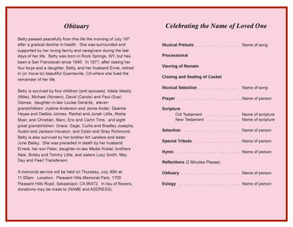 Diva Funeral Program Template.