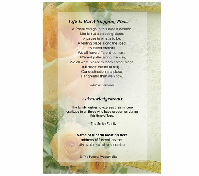 Rejoice Small Memorial Card Template.