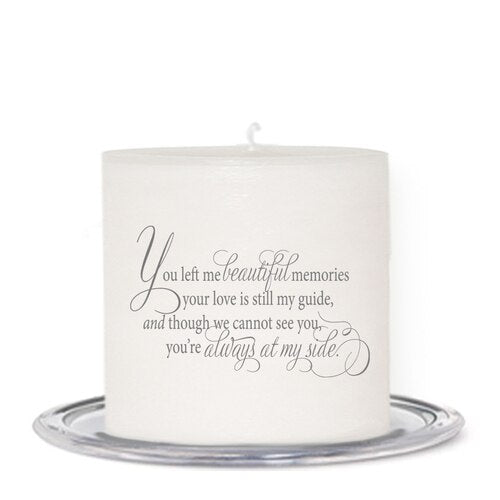 Always In Our Hearts Personalized Small Wax Memorial Candle.
