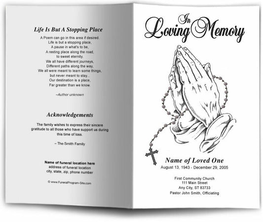 Praying Hands Funeral Program Template.