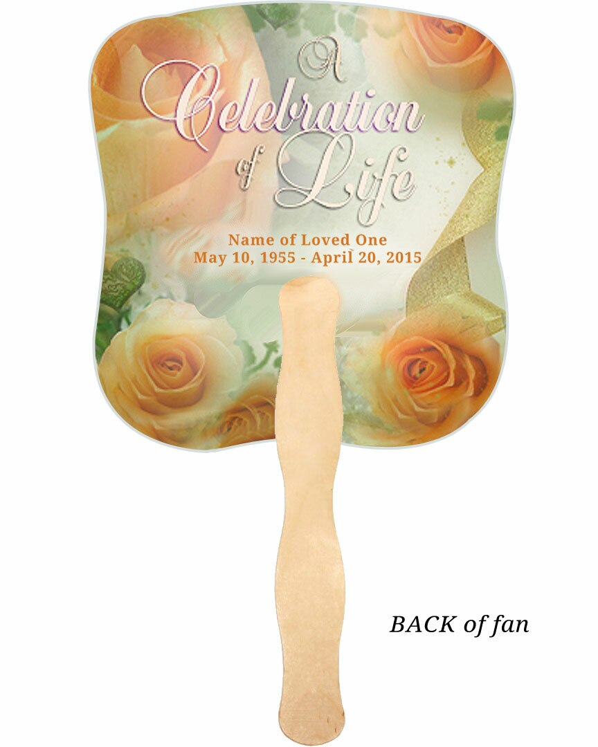 Rejoice Cardstock Memorial Fan With Wooden Handle (Pack of 10).