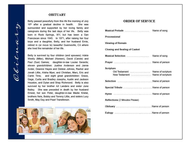 Vertical Funeral Program Template.