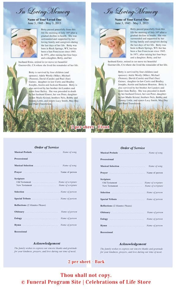 Cornfield Funeral Flyer Template.