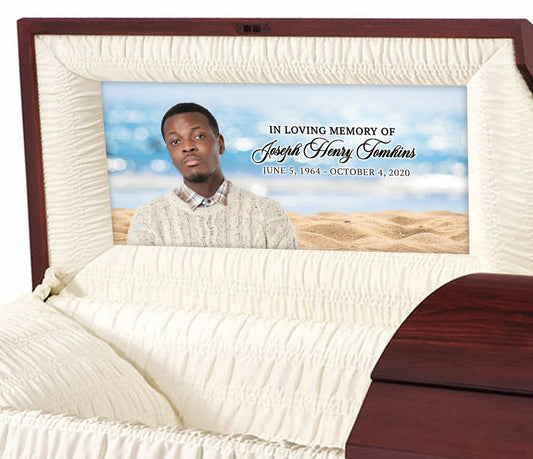 Custom Casket Panel Insert - Sandy Shores Design.