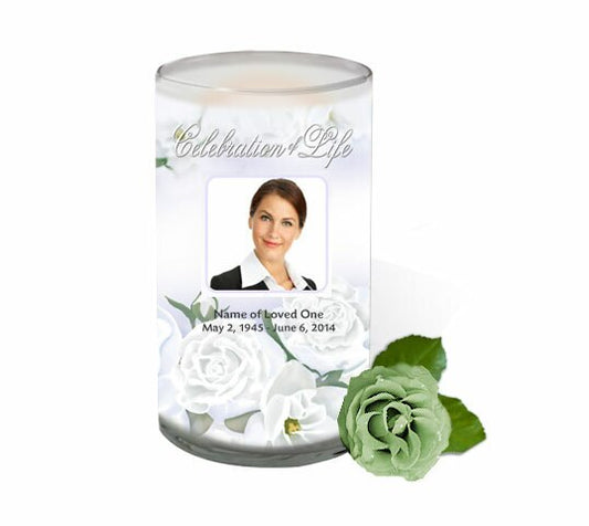 Awakening Personalized Glass Memorial Candle.