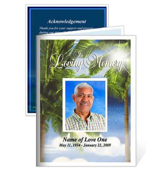 Paradise Small Memorial Card Template.