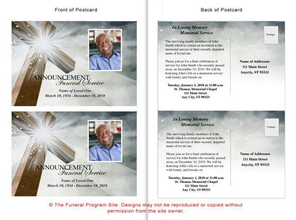 Eternal Funeral Announcement Postcard Template.