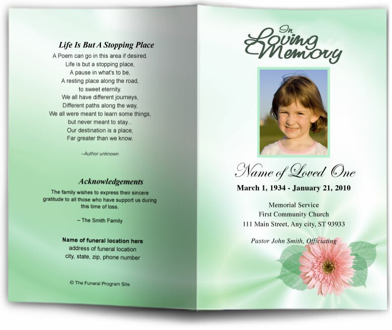 Blossom Funeral Program Template.