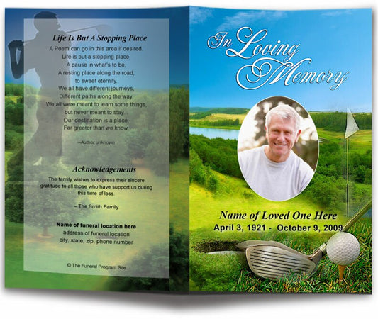 Golfer Funeral Program Template.