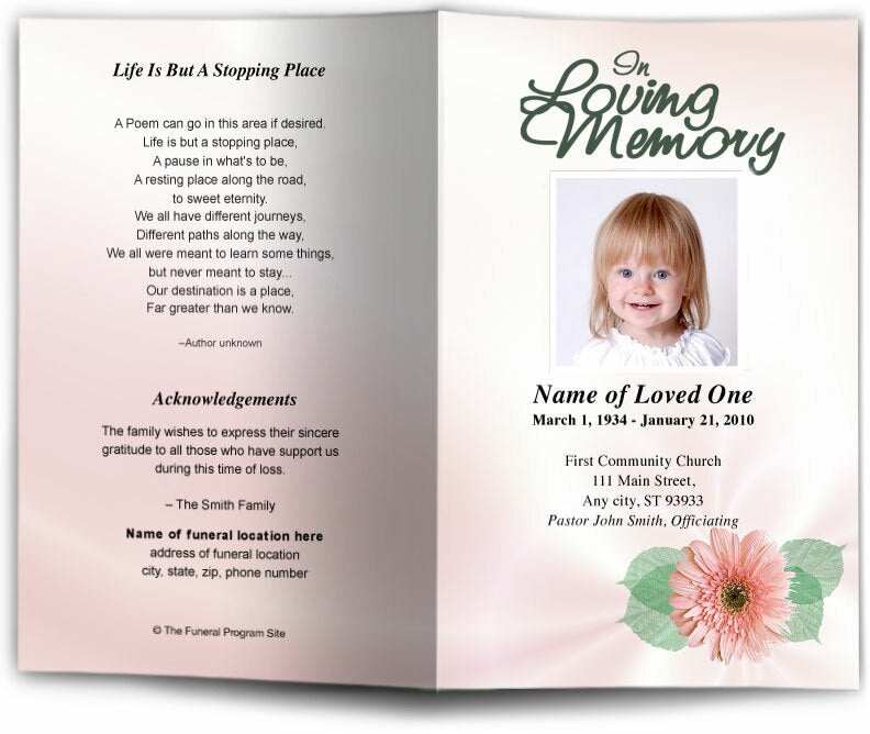 Blossom Funeral Program Template.