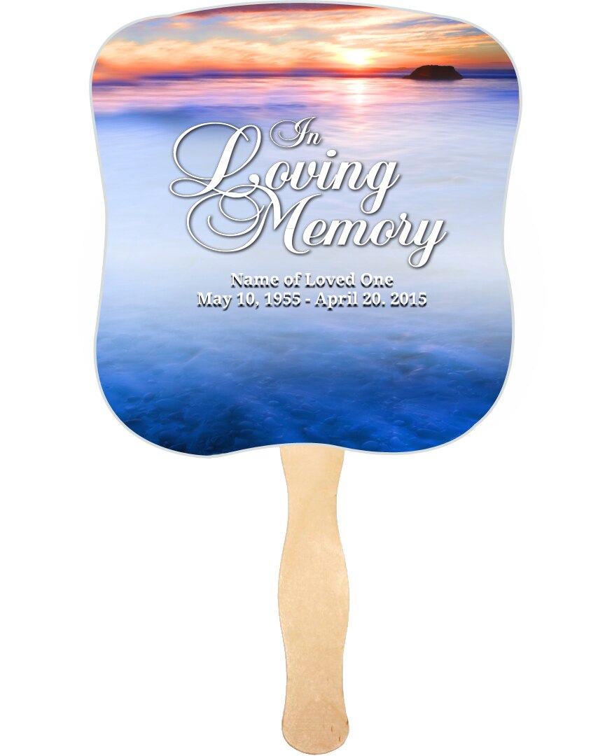 Dusk Cardstock Memorial Fan With Wooden Handle (Pack of 10).