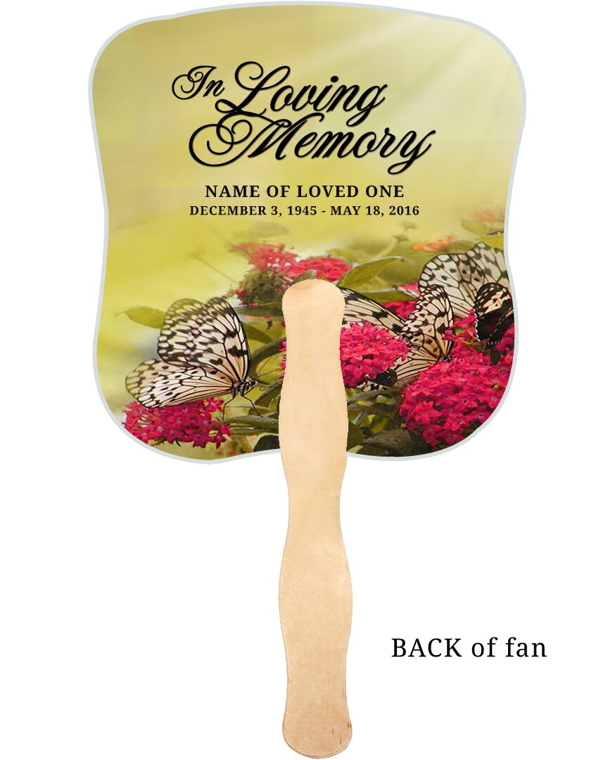 Bouquet Cardstock Memorial Fan With Wooden Handle (Pack of 10).