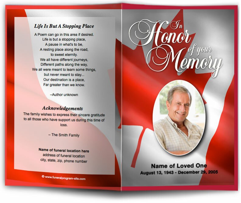 Canada Funeral Program Template.