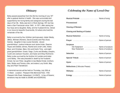 Hibiscus Funeral Program Template.