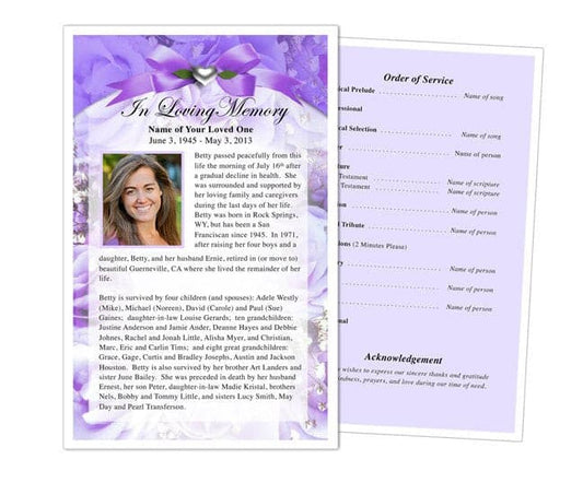 Amethyst Funeral Flyer Template.