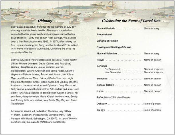 Fish Funeral Program Design Fishing Funeral Program Template | DIY Funeral Programs – Funeral ...