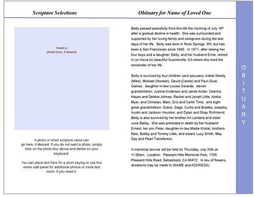 Pathway 8-Sided Graduated Funeral Program Template.