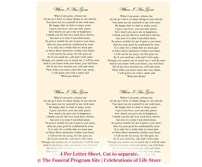 Golden Small Memorial Card Template.
