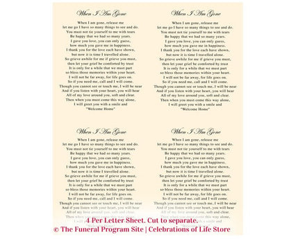 Golden Small Memorial Card Template.