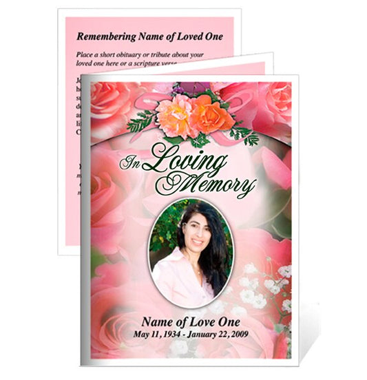 Rosy Small Memorial Card Template.