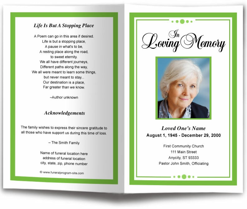 Dedication Funeral Program Template.