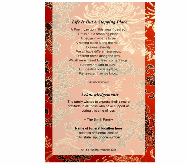 Dynasty 8-Sided Graduated Funeral Program Template.