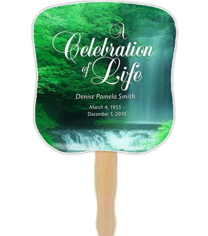 Cascade Cardstock Memorial Fan With Wooden Handle (Pack of 10).
