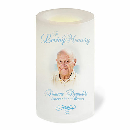Simple Personalized Flameless LED Memorial Candle.