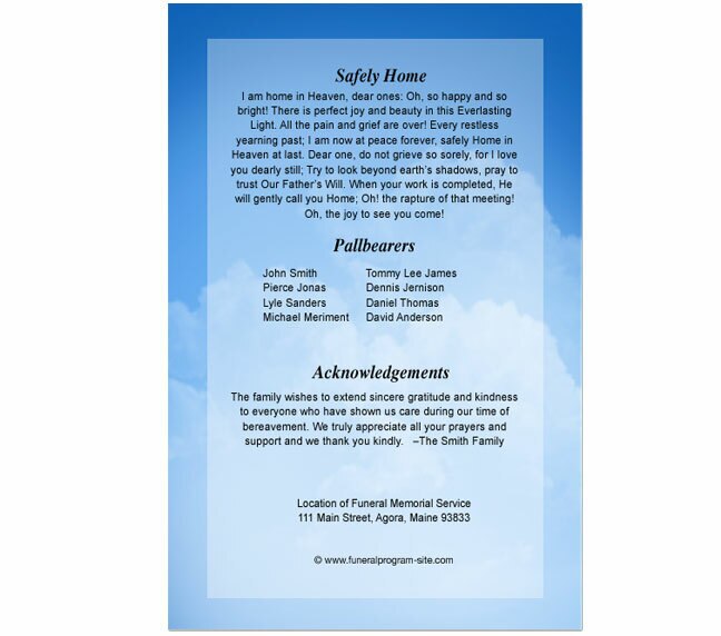 Air Force 4-Sided Graduated Funeral Program Template.