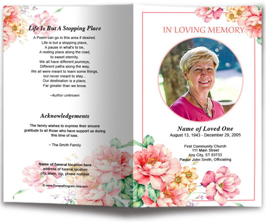 Aroma Watercolor Funeral Program Template.