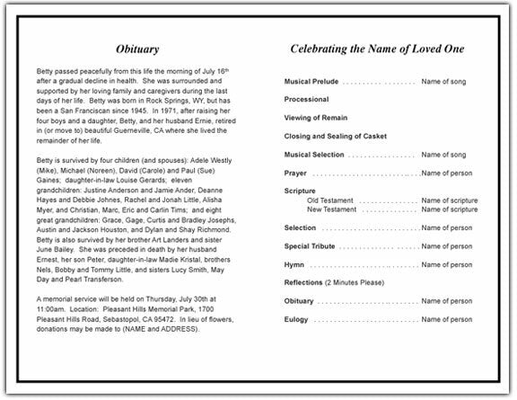 Damask Funeral Program Template.