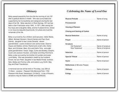 Damask Funeral Program Template.