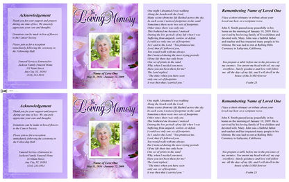 Lavender Small Memorial Card Template.