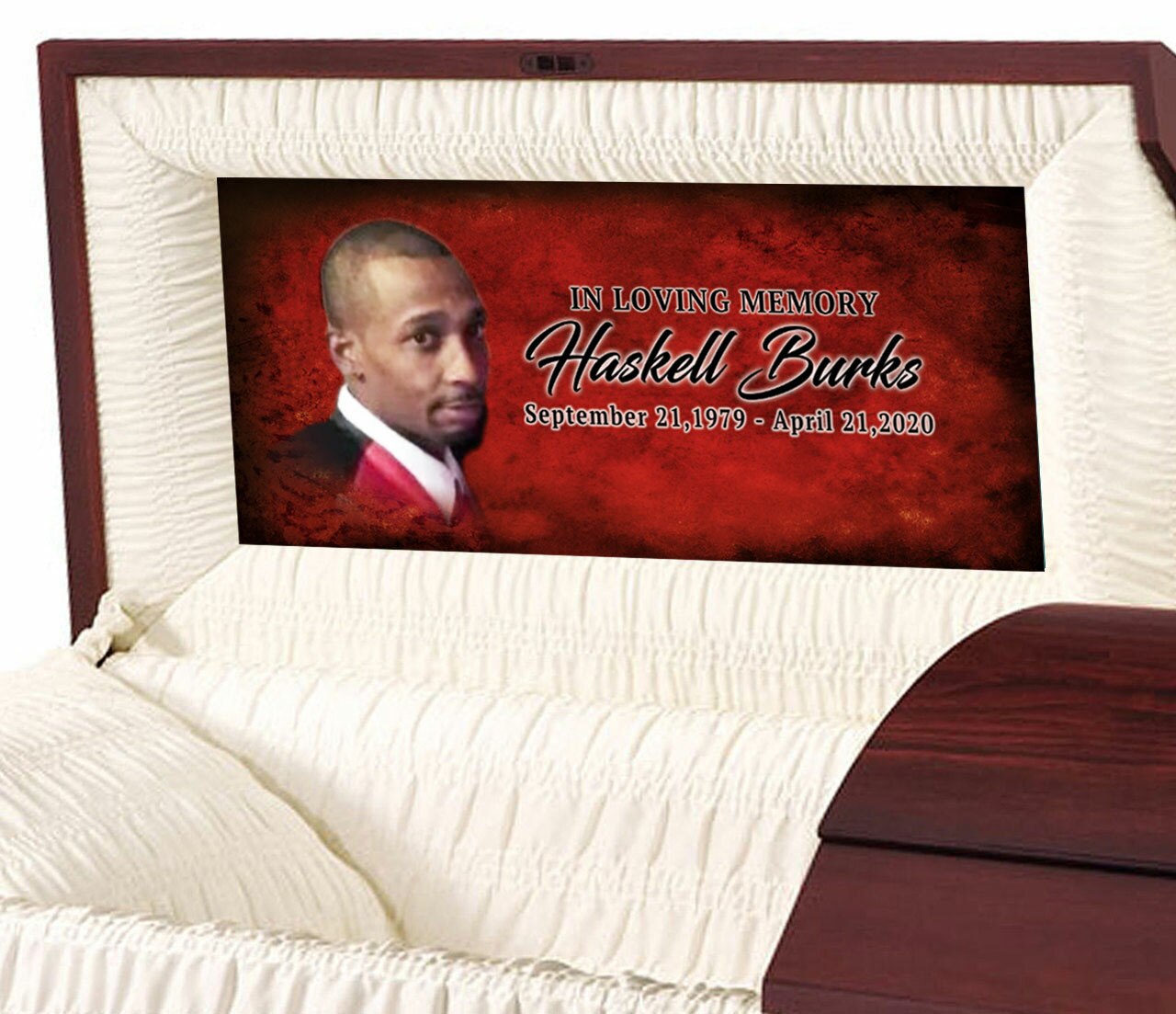 Red Passion Personalized Casket Panel Insert.
