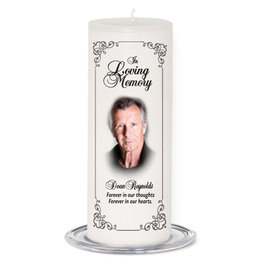 Signature Personalized Wax Pillar Memorial Candle.