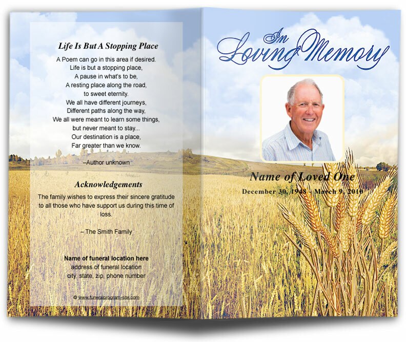 Wheat Funeral Program Template.