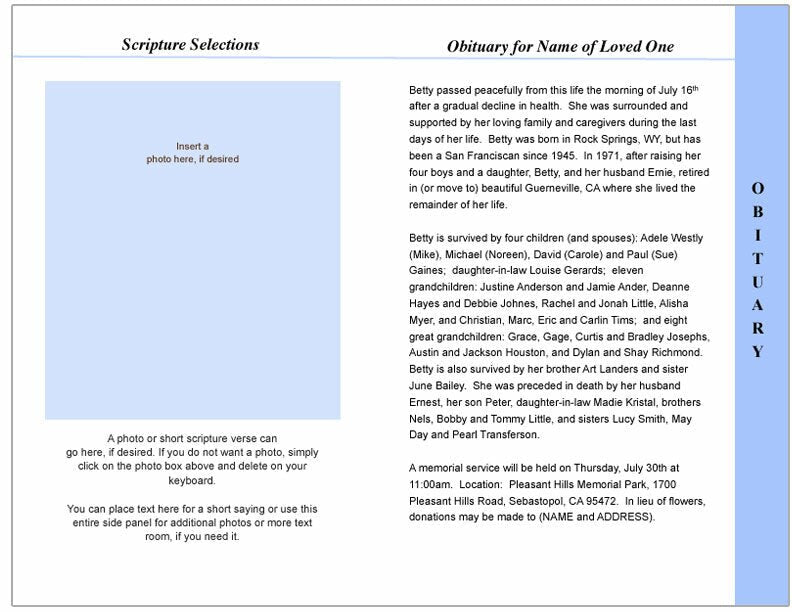 Inspire 8-Sided Funeral Graduated Program Template.