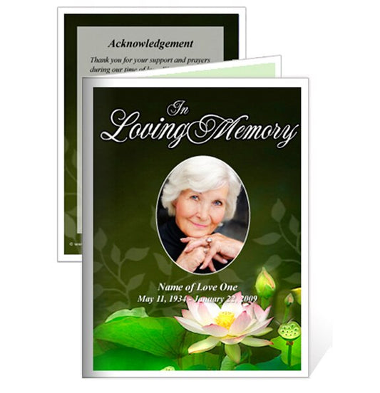 Lotus Small Memorial Card Template.