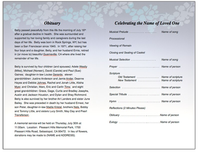 Enlighten Funeral Program Template.