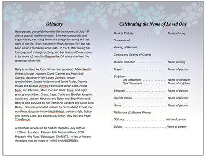 Enlighten Funeral Program Template.