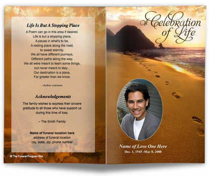 Steps Funeral Program Footprints Funeral Program Template | DIY Funeral Programs – Funeral ...