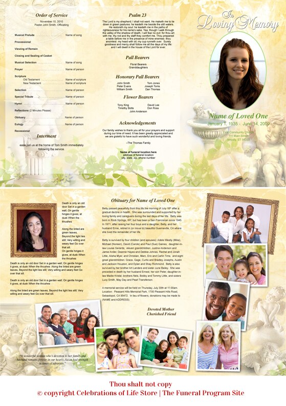 Cherub Trifold Funeral Brochure Template.