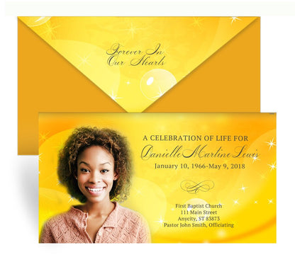 Golden Glow Envelope Fold Funeral Program Design & Print (Pack of 50).
