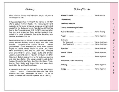 Floret 4-Sided Graduated Funeral Program Template.