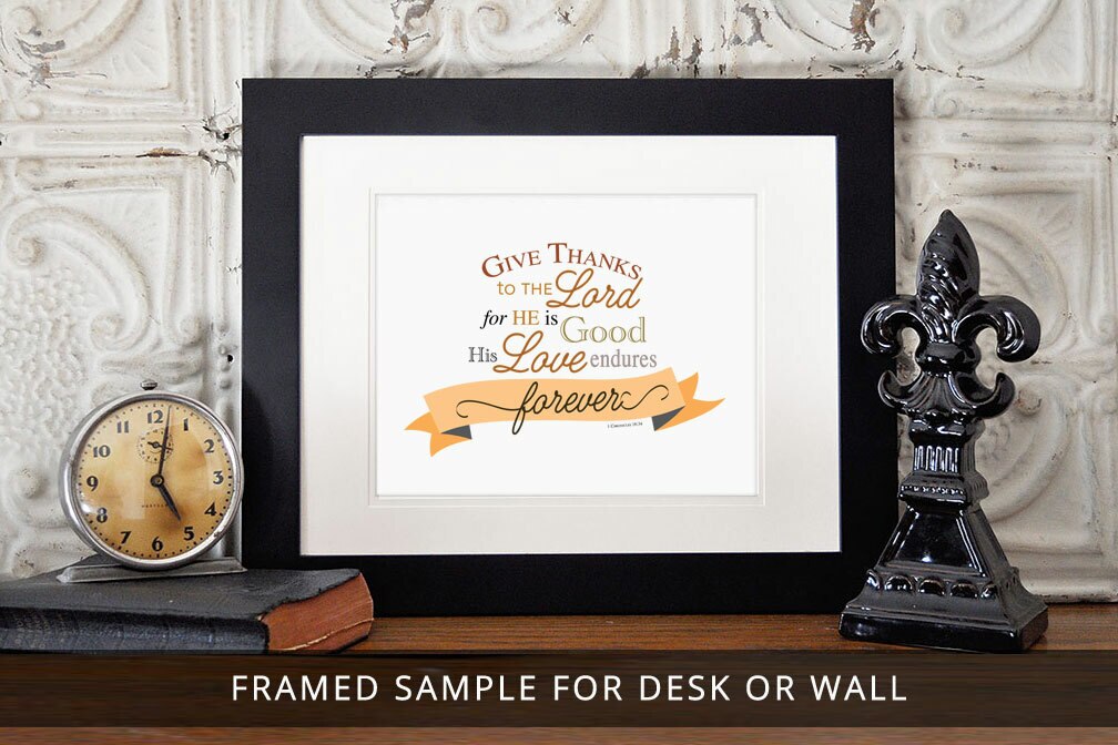 Give Thanks Bible Verse Word Art.