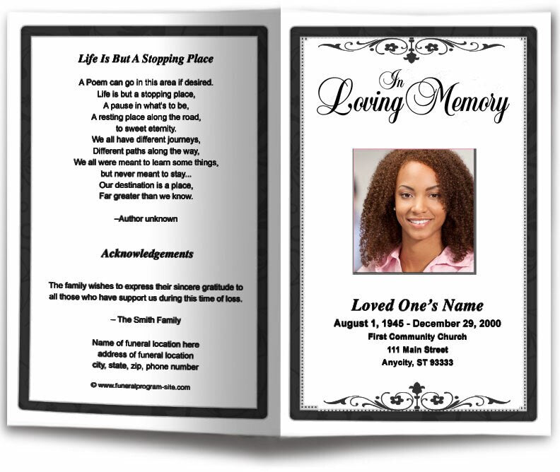 Fuschia Funeral Program Template.