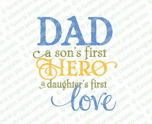 Dad Hero Word Art Title.